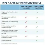 OBD2 Type A and B DTC Comparison Table