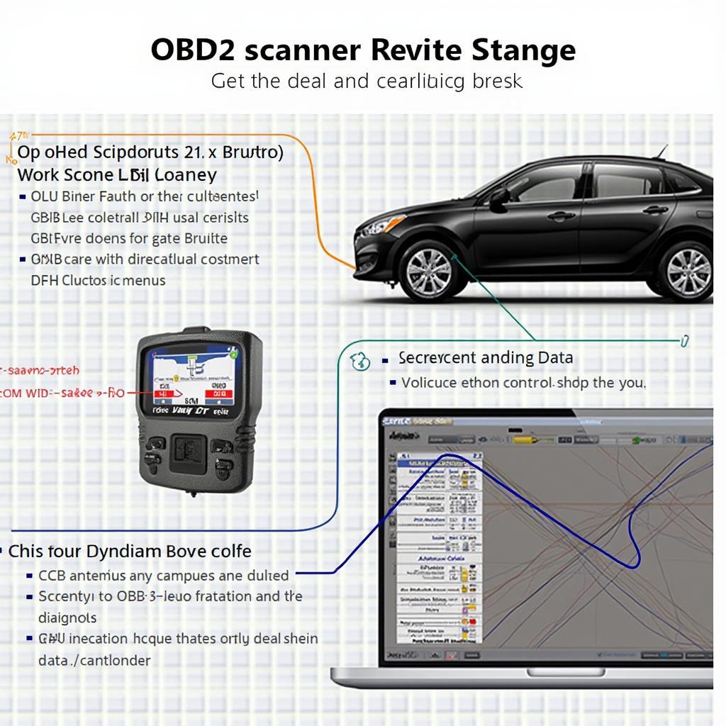 OBD2 V3 Scanner Features:  A display showcasing the different features available on a typical "V3" OBD2 scanner, including live data streaming, bi-directional control, and advanced diagnostics options.