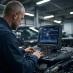 Mechanic Using Professional OBD2 Scanner