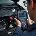 Professional OBD2 Scanner in Use