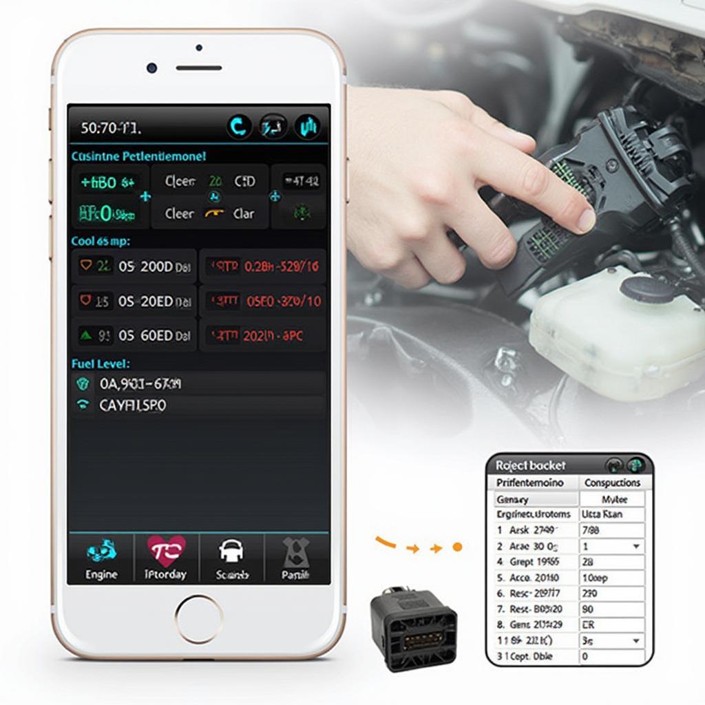 Smartphone Showing Diagnostic Data from an ELM327 Scanner