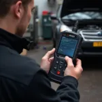 Subaru Outback OBD2 Code Reader in Use