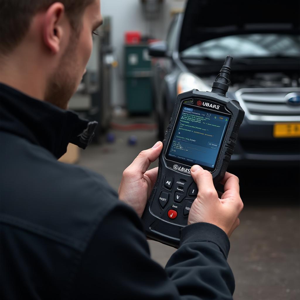 Subaru Outback OBD2 Code Reader in Use