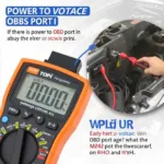 Testing the OBD2 Port in a 2004 F150: A multimeter is used to check the voltage at the OBD2 port.