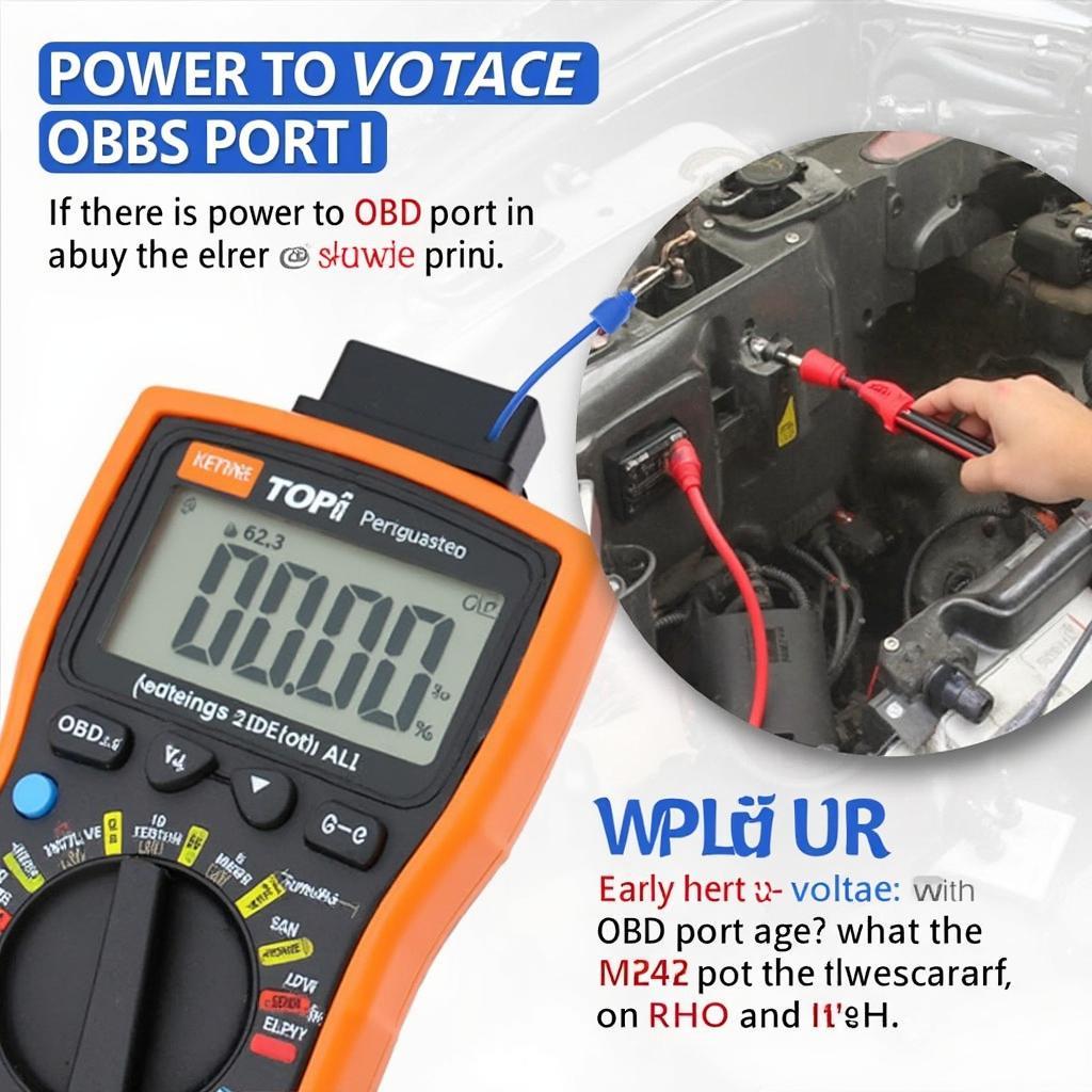 Testing the OBD2 Port in a 2004 F150: A multimeter is used to check the voltage at the OBD2 port.