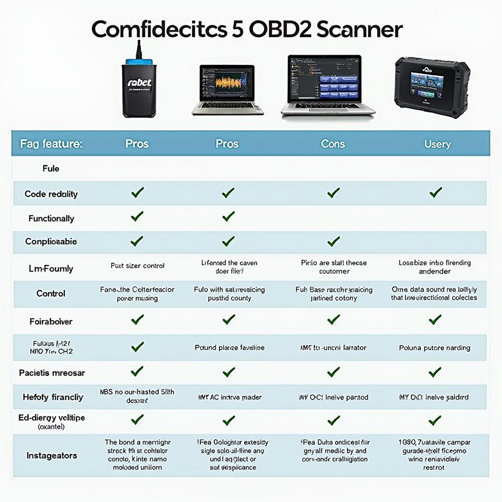 Top OBD2 Scanners Comparison Chart