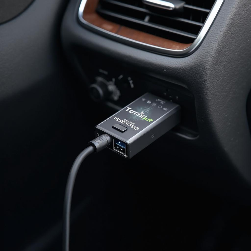 Torque OBD2 adapter plugged into a car's OBD2 port