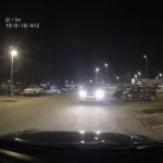 Vantrue T2 dash cam recording footage of a parking lot at night.