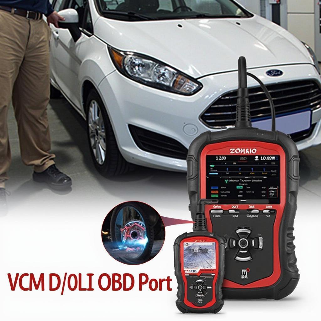 VCM II OBD2 Scanner connected to a Ford vehicle for diagnostics