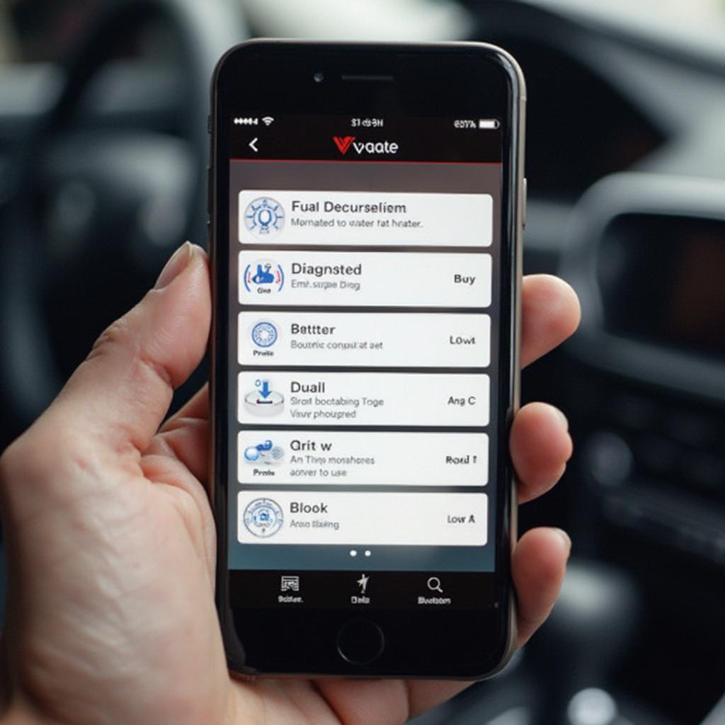Vgate OBD2 Bluetooth Scanner App Interface on Smartphone
