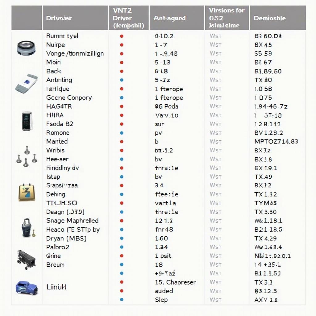 VINT Pro OBD2 Driver Compatibility Chart