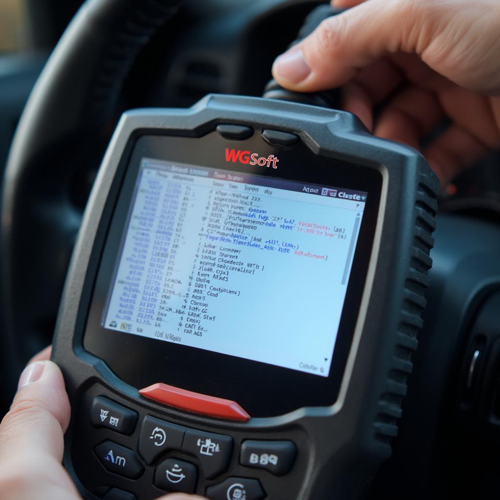 WGSoft OBD2 Scanner Displaying Diagnostic Codes