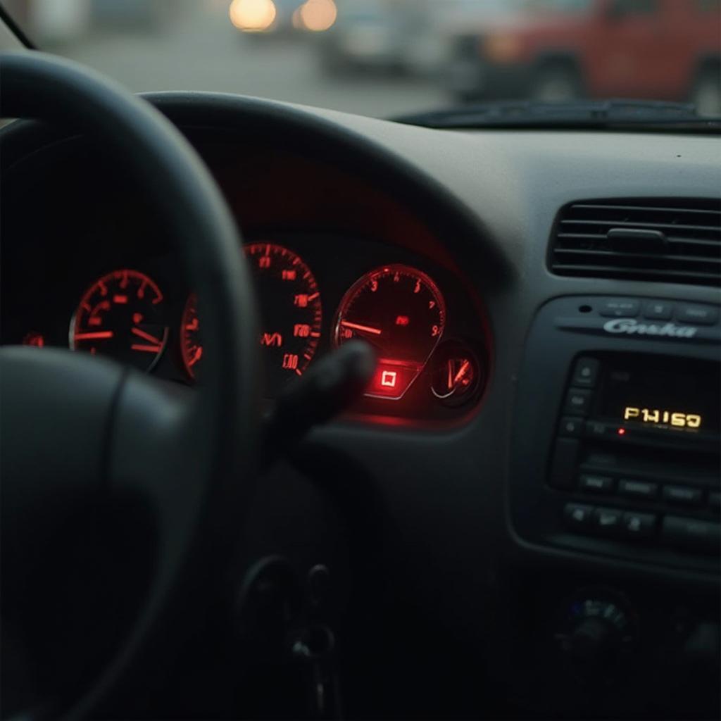 2002 Honda Civic dashboard displaying the check engine light related to the P1457 OBD2 code.