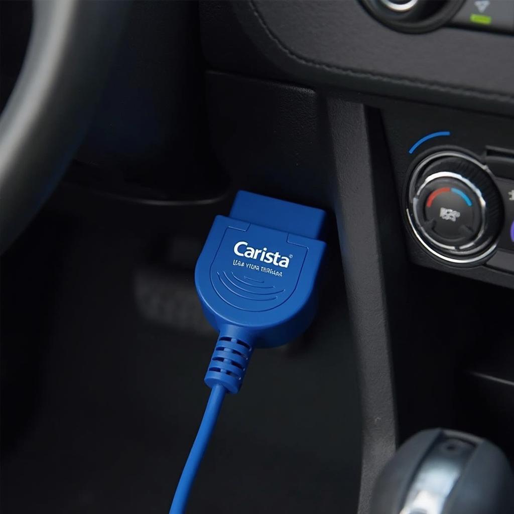 Carista OBD2 Adapter Connected to a Car's OBD2 Port