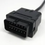 Close-up of the OBD2 connector in a Honda Civic, showing the 16 pins.