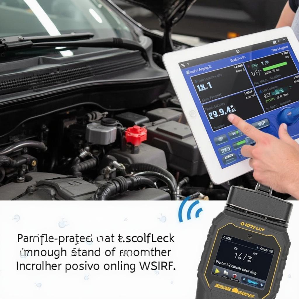 iCarsoft i610 WiFi OBD2 Scanner being used to diagnose a car problem