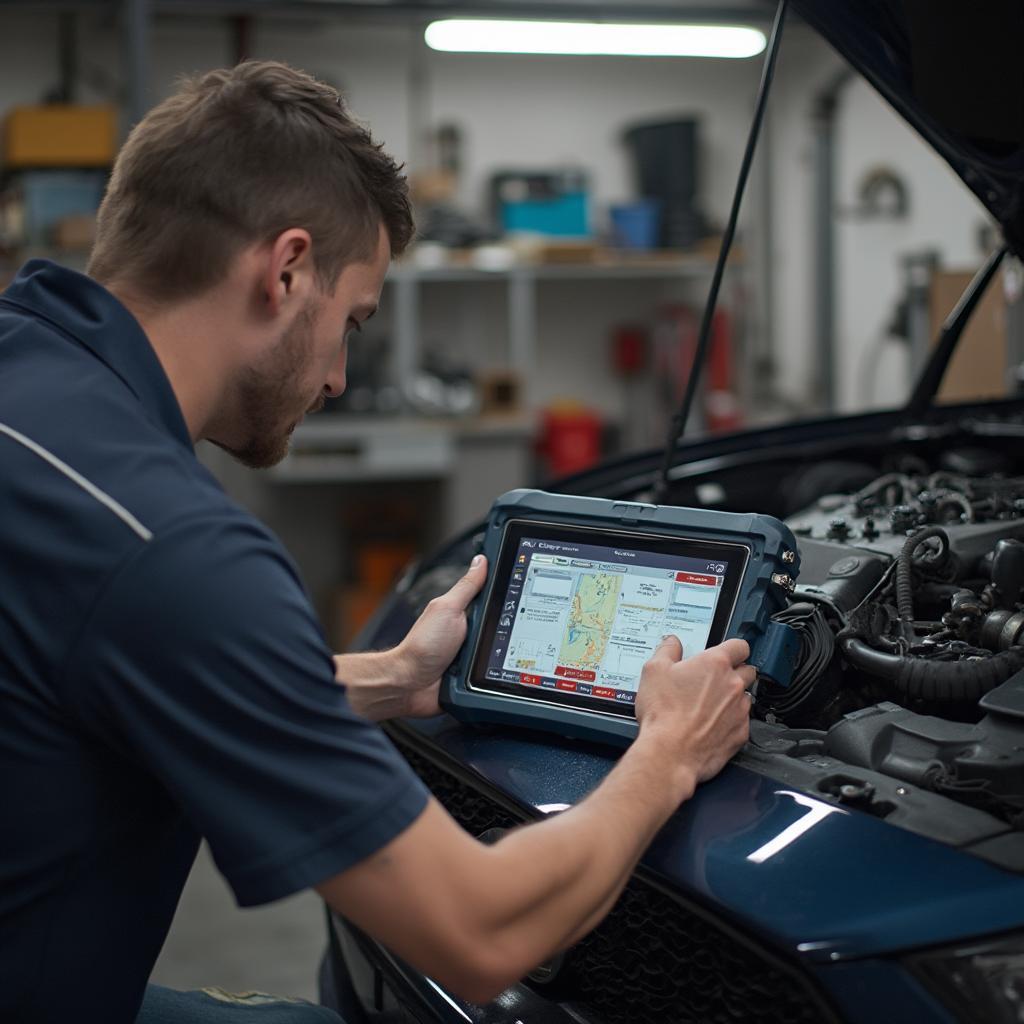 Mechanic Using Foxwell NT301