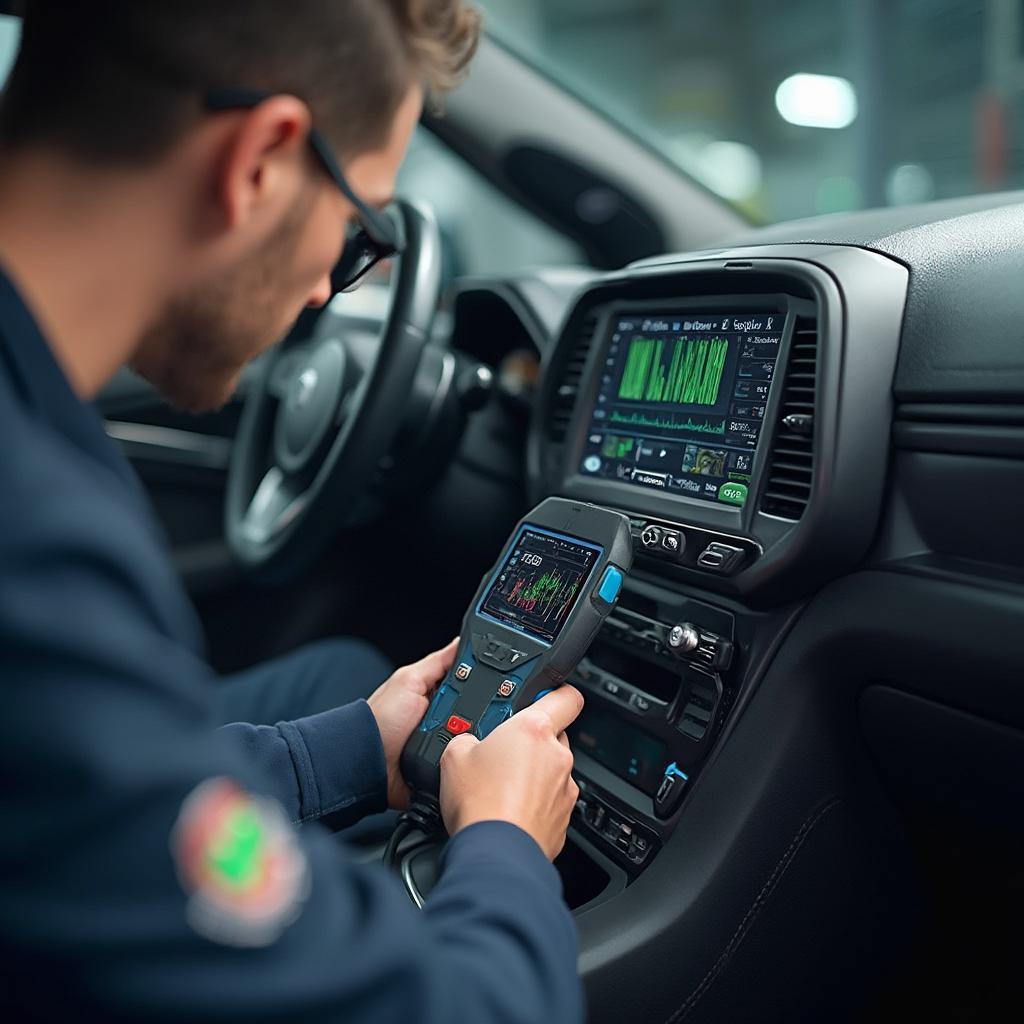 Mechanic Using an OBD2 Scanner