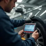 Mechanic Using OBD2 Scanner