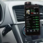 Smartphone connected to the newnow obd2 scan mini app displaying diagnostic information