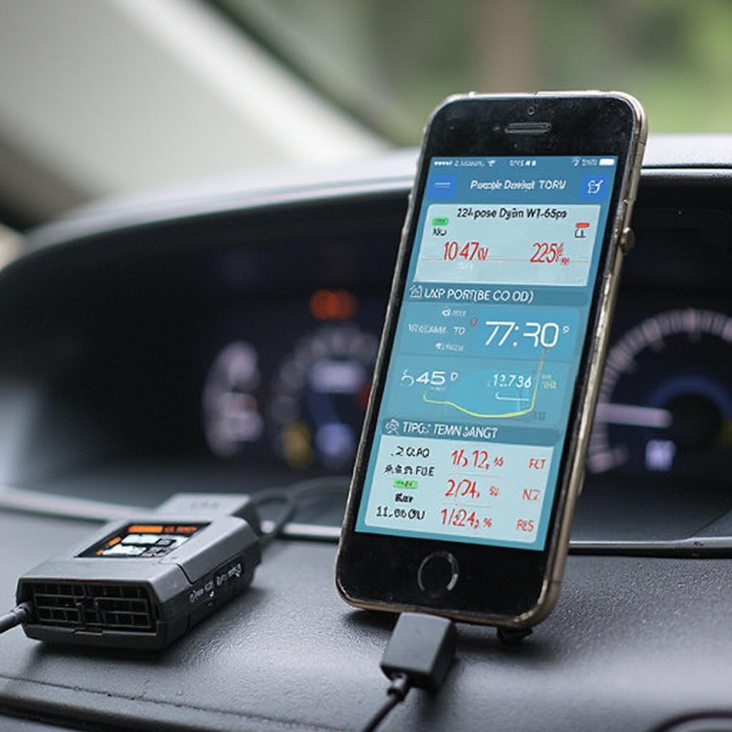 OBD2 Data Logger App Connected to a Car