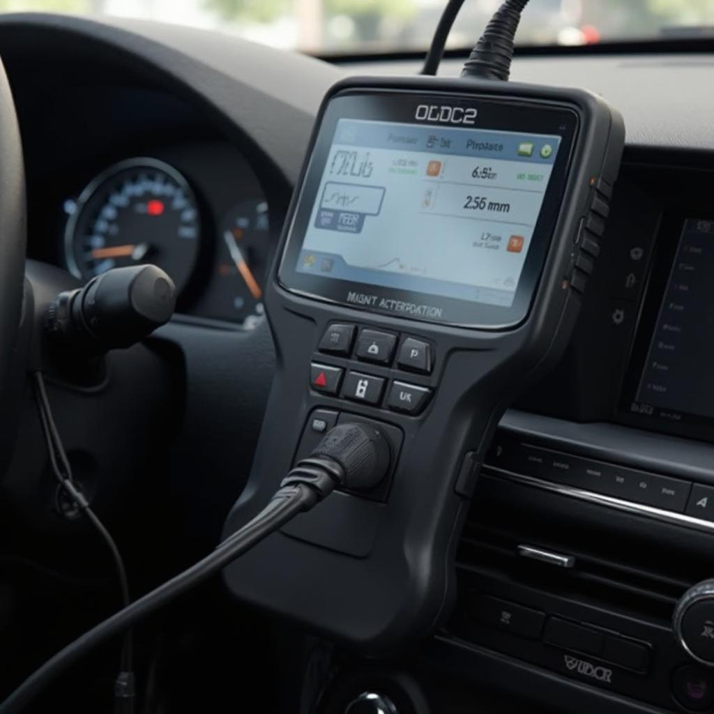 OBD2 Scanner Connected to a Car's Diagnostic Port