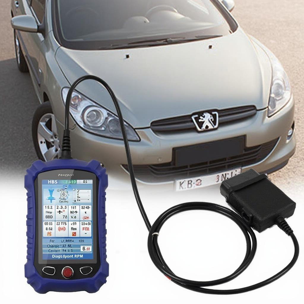 OBD2 Scanner Connected to a Peugeot 307