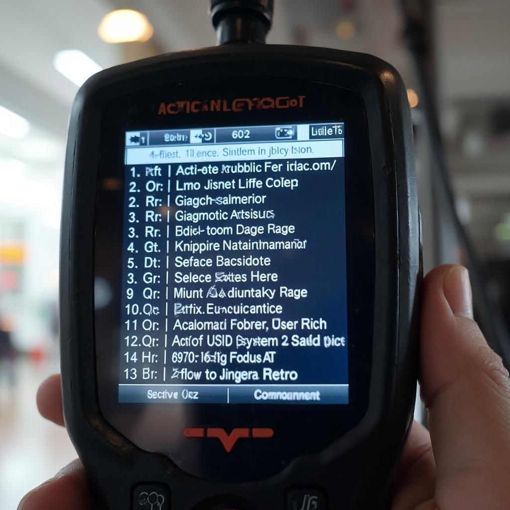 OBD2 scanner displaying diagnostic trouble codes