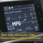 OBD2 Scanner Displaying MPG: A close-up view of an OBD2 scanner screen showcasing various performance metrics, with MPG prominently displayed.