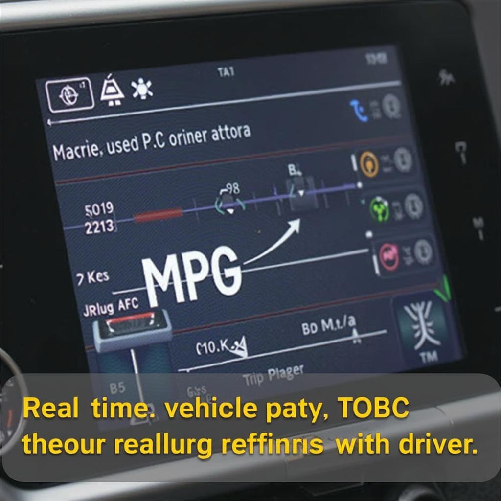 OBD2 Scanner Displaying MPG: A close-up view of an OBD2 scanner screen showcasing various performance metrics, with MPG prominently displayed.