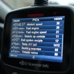 OBD2 Scanner Displaying PIDs