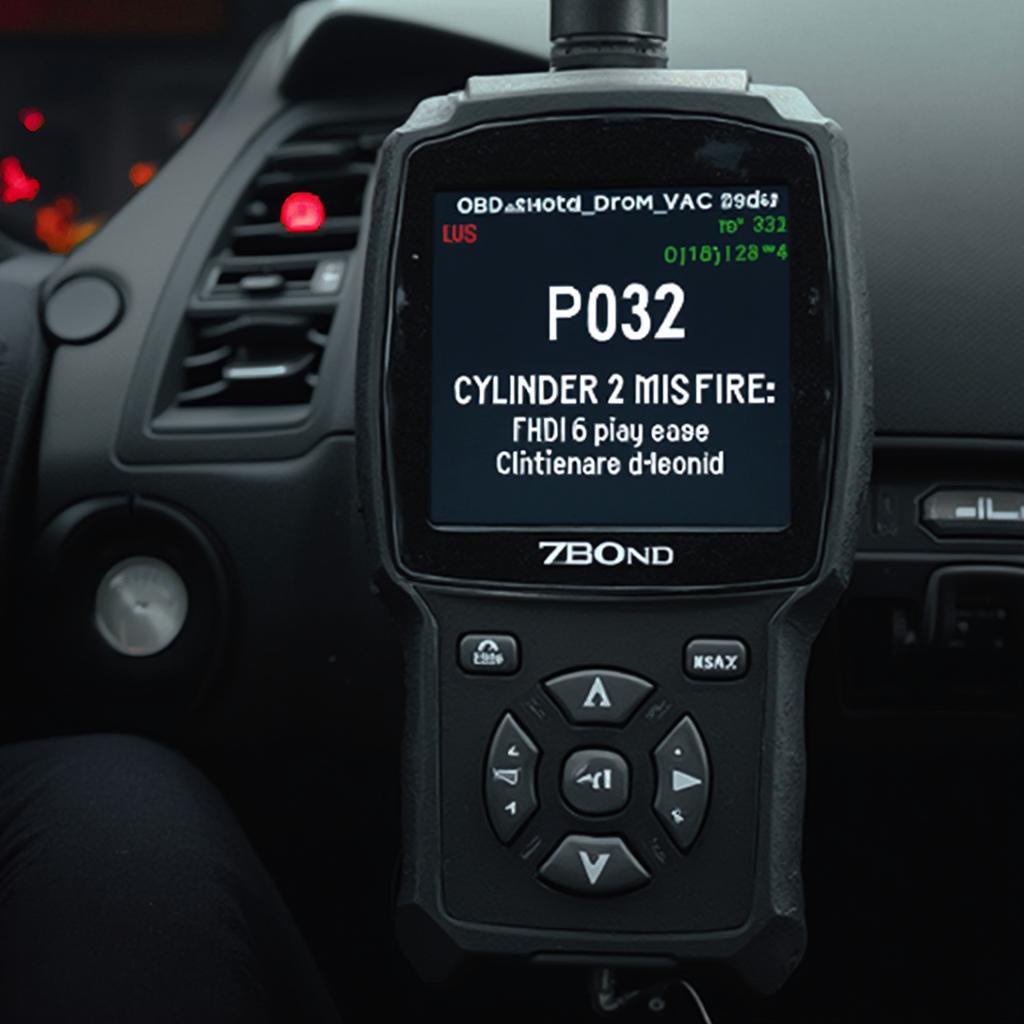 OBD2 Scanner Displaying P0302 Code