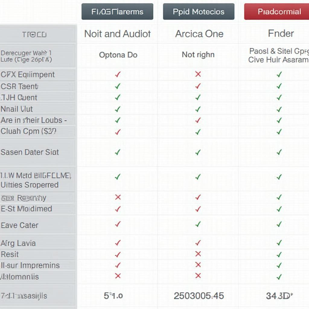 OBD2 Software Comparison Chart