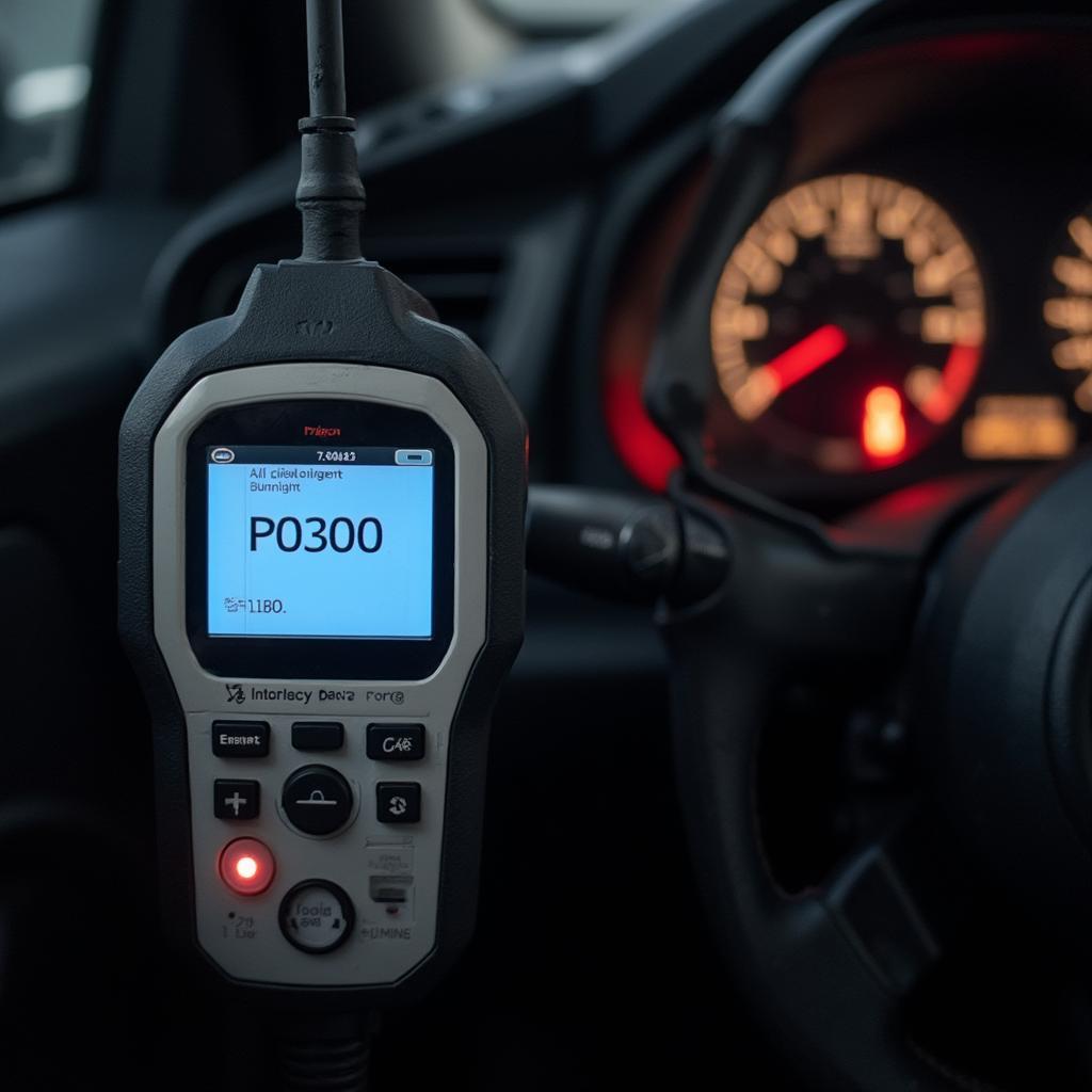 OBD2 Scanner Displaying P0300 Code