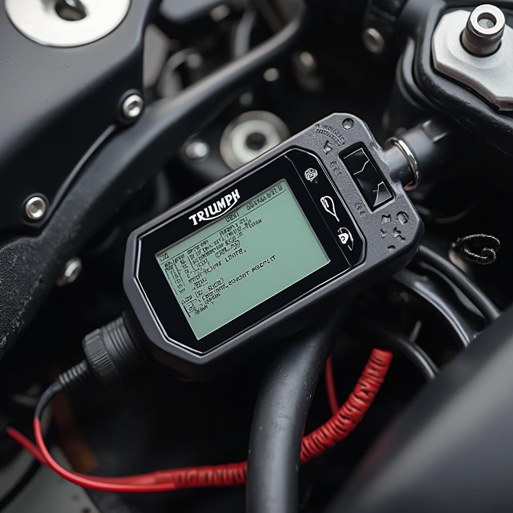 Triumph OBD2 Code Reader Connected to a Motorcycle