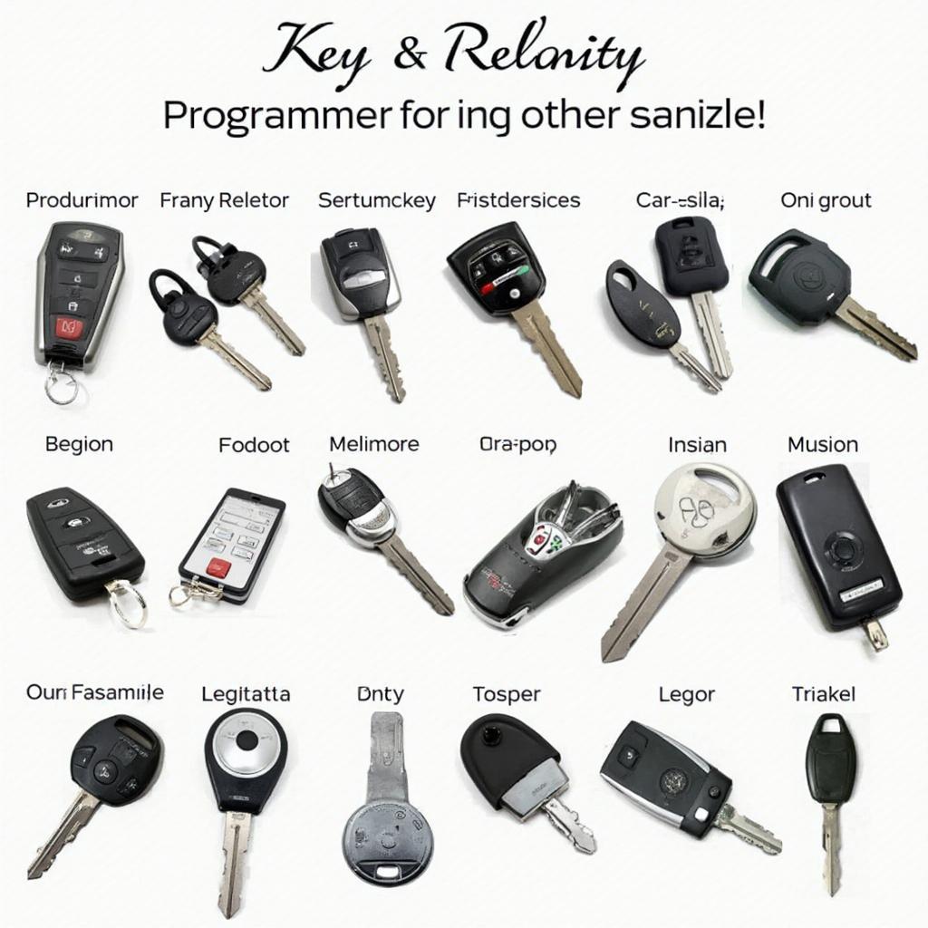 A collection of different car keys and remotes.