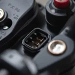 Close-up of the diagnostic port on a Yamaha YZF R6