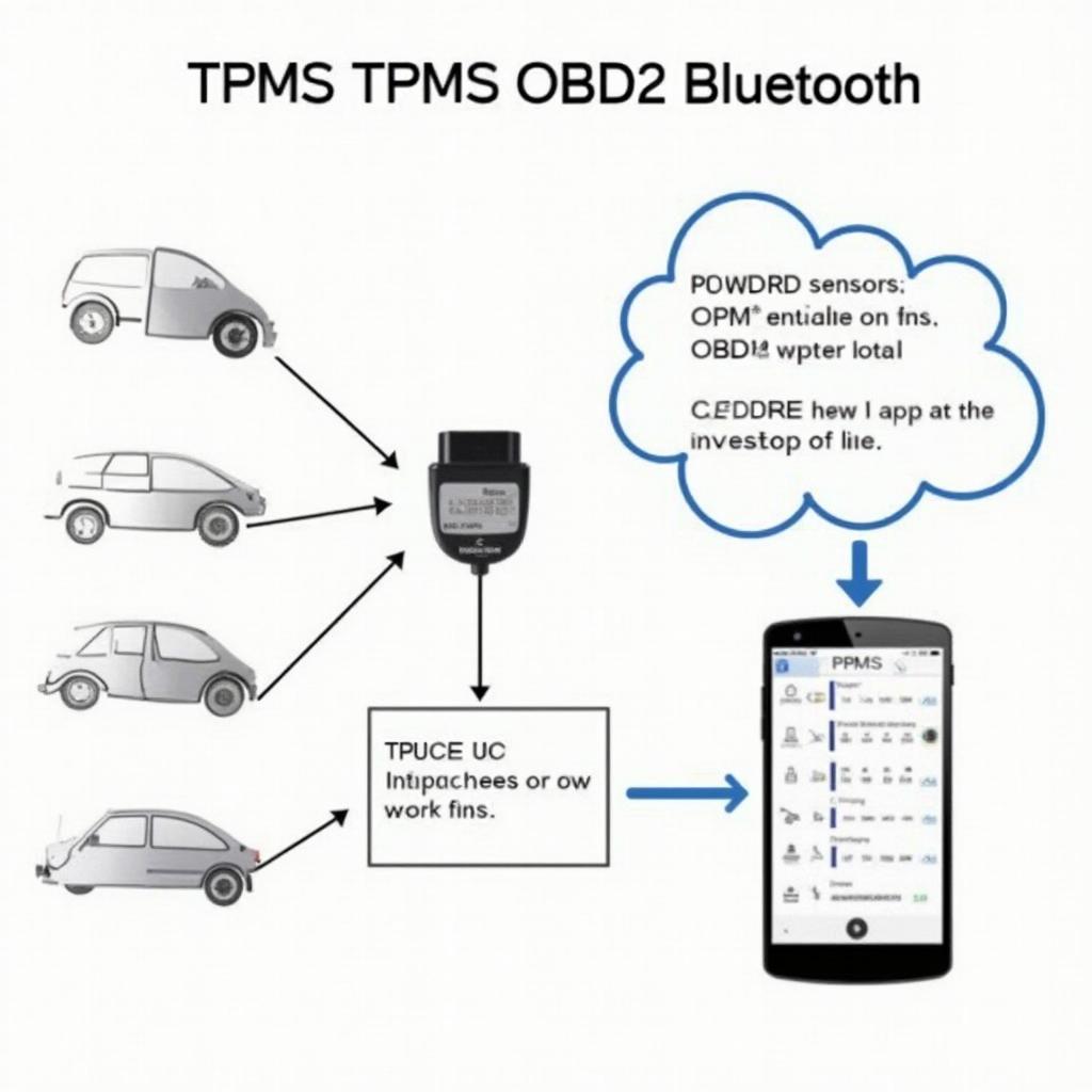 Diagram of a TPMS OBD2 Bluetooth System